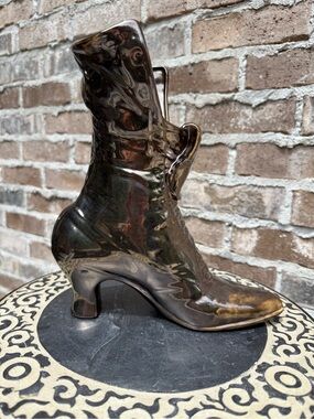 Women’s Metallic Brown bronze vintage Victorian-Style ceramic Boot handmade
